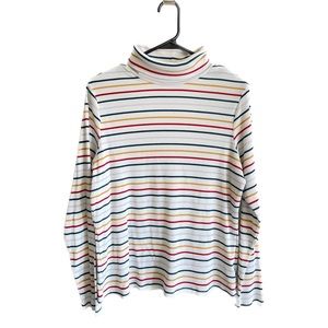 Multicolored Striped Turtle Neck
